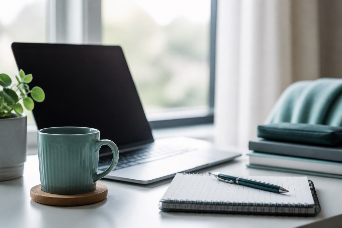 Verpleegkundige volgt bijscholing achter een laptop